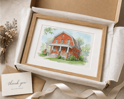 Custom Home & Family Watercolor Portrait - Watercolor Art by PaintMySoul