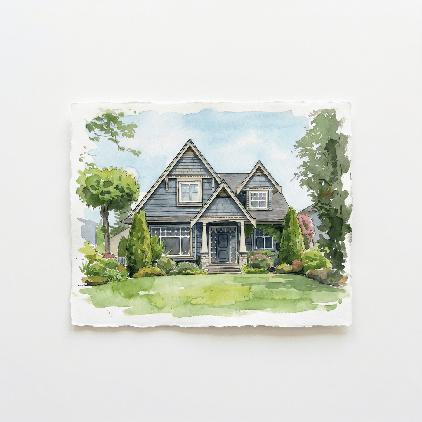 Custom Home & Family Watercolor Portrait - Watercolor Art by PaintMySoul
