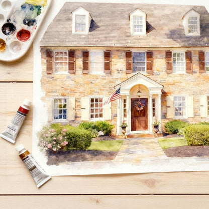 Custom Home & Pet Watercolor Portrait | Watercolor Art by PaintMySoul