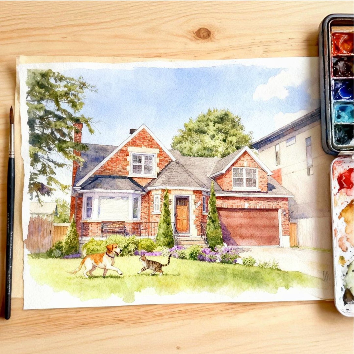 Custom Home & Pet Watercolor Portrait | Watercolor Art by PaintMySoul