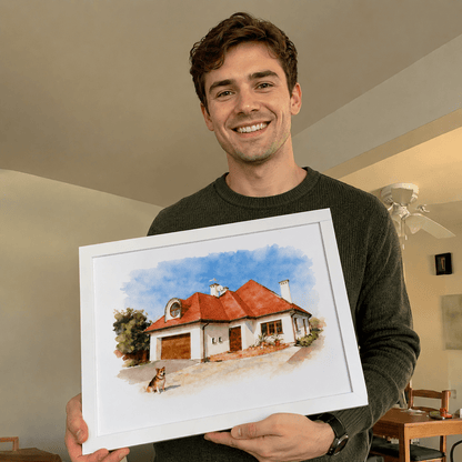 Custom Home & Pet Watercolor Portrait - Watercolor Art by PaintMySoul