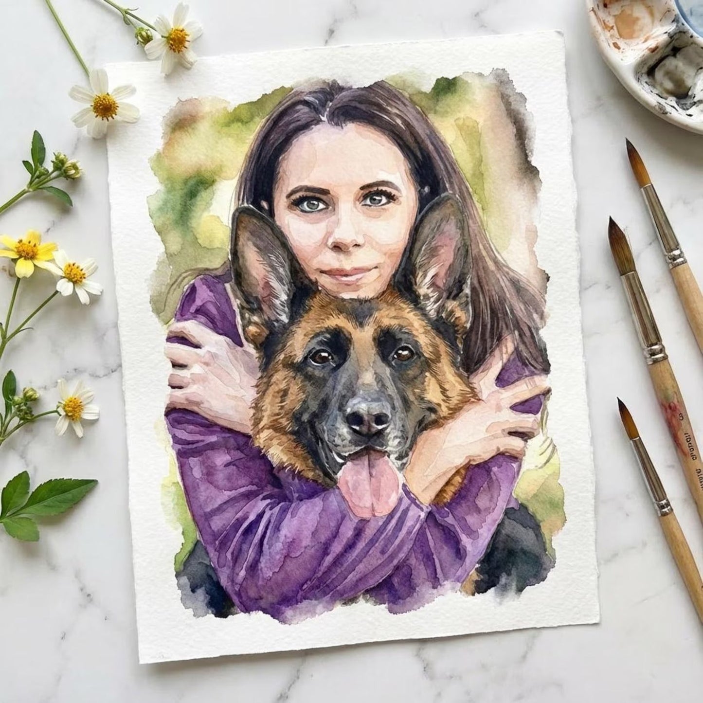 Custom Pet & Human Watercolor Painting | Watercolor Art by PaintMySoul