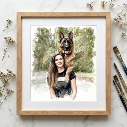 Custom Pet & Human Watercolor Painting | Watercolor Art by PaintMySoul