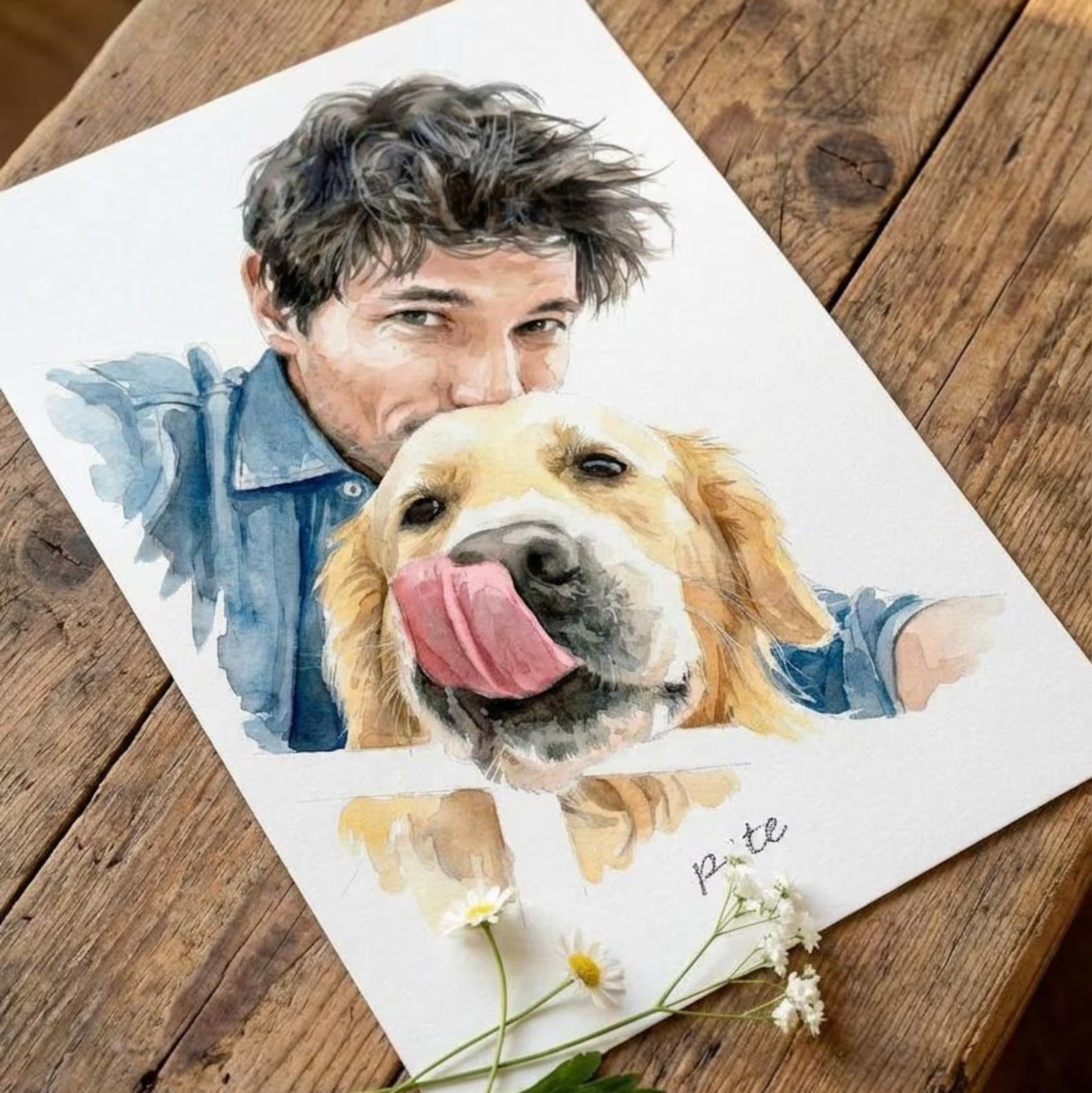 Custom Pet & Human Watercolor Painting | Watercolor Art by PaintMySoul
