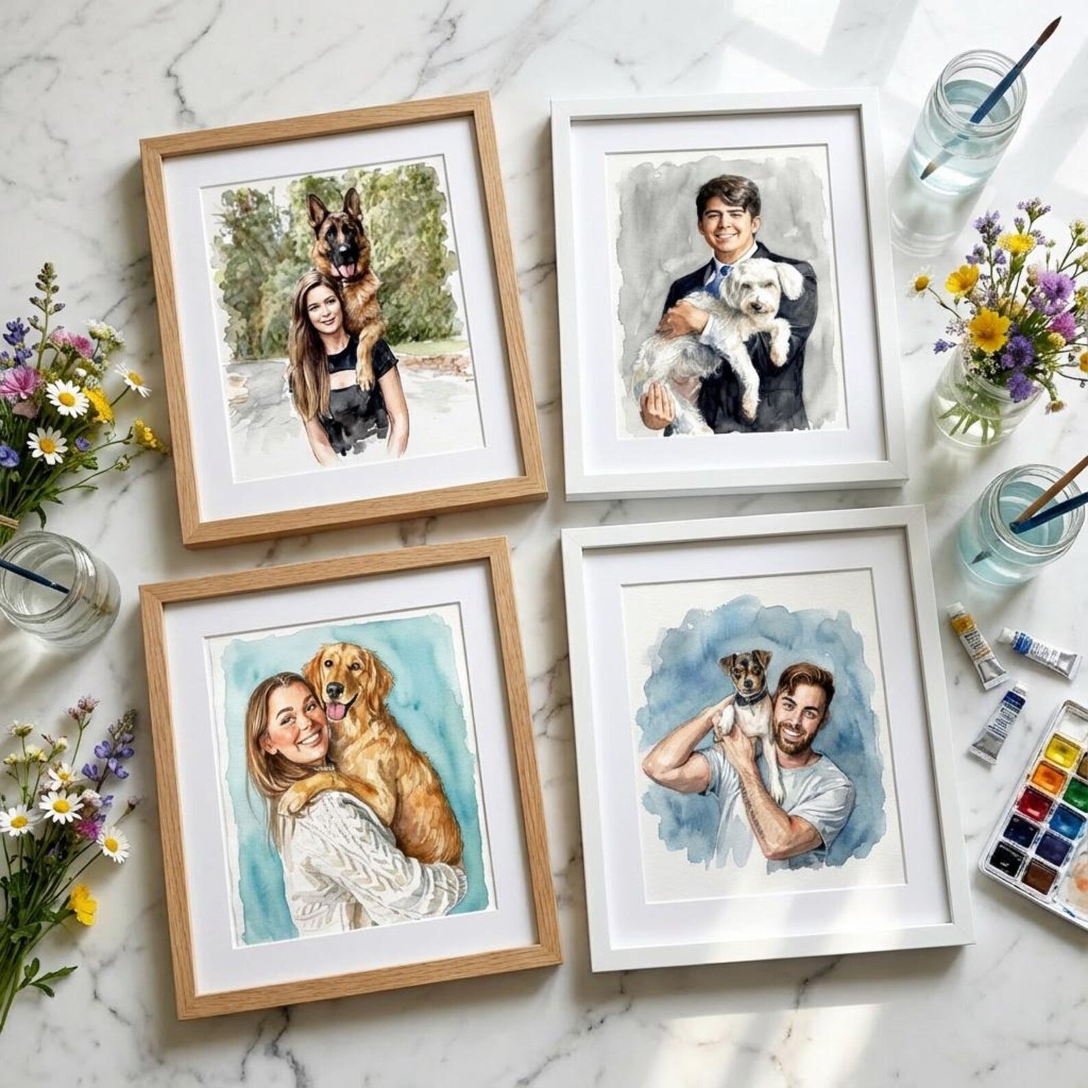 Custom Pet & Human Watercolor Painting | Watercolor Art by PaintMySoul