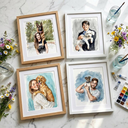 Custom Pet & Human Watercolor Painting | Watercolor Art by PaintMySoul