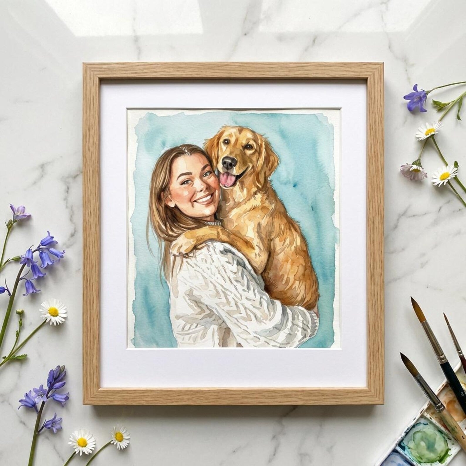 Custom Pet & Human Watercolor Painting | Watercolor Art by PaintMySoul