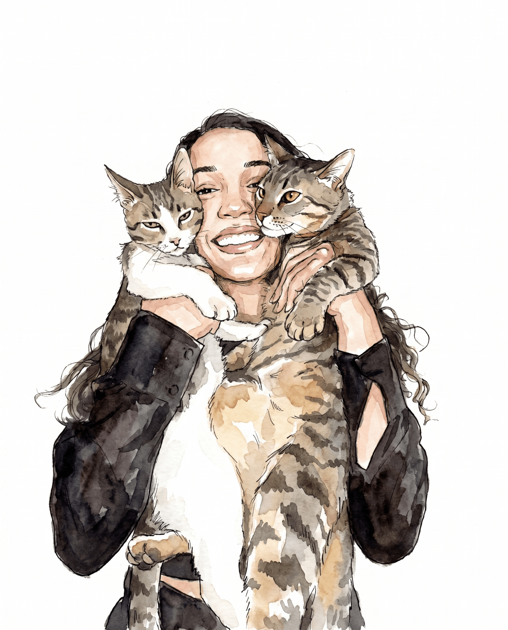 Custom Pet & Human Watercolor Portrait - Watercolor Art by PaintMySoul