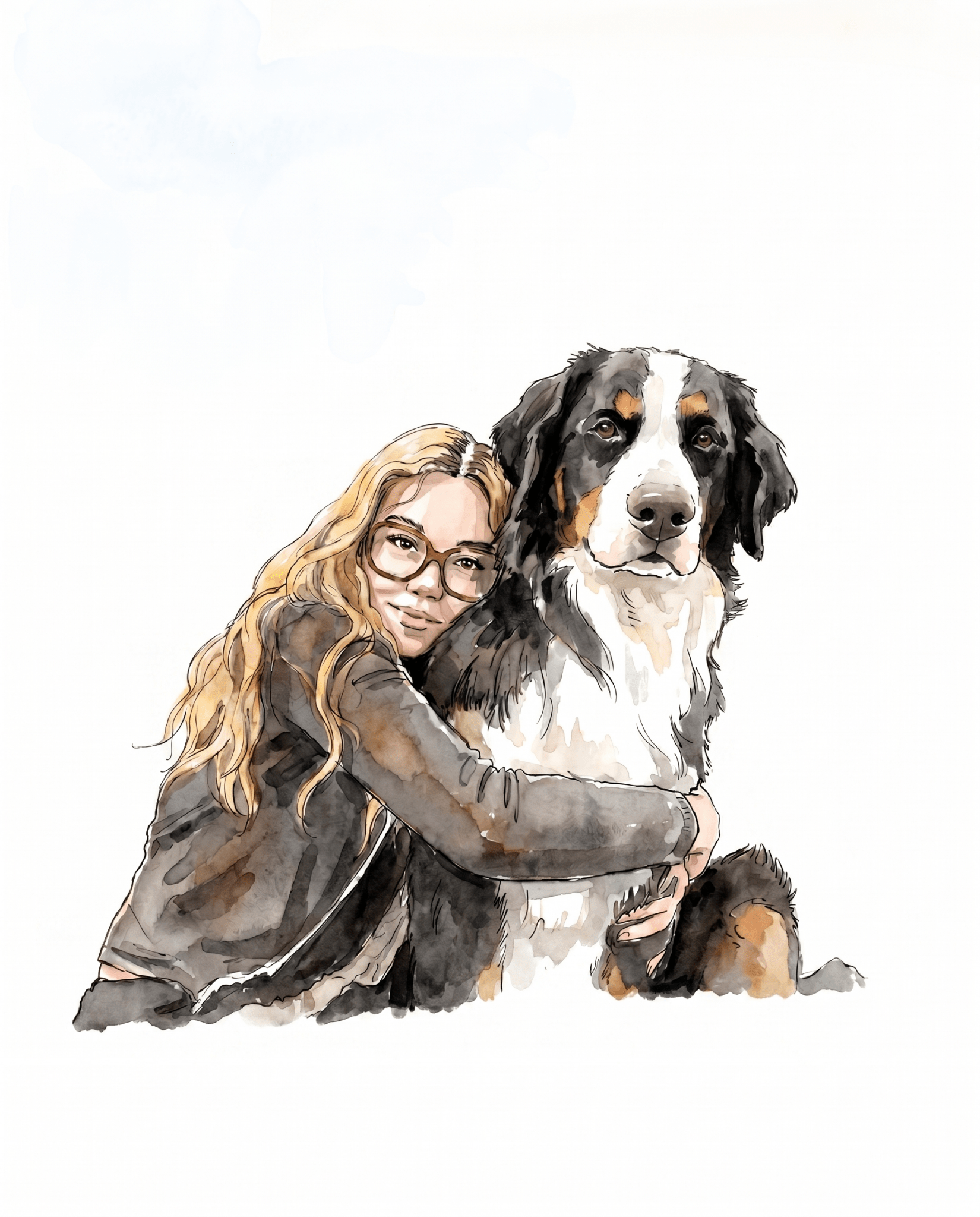Custom Pet & Human Watercolor Portrait - Watercolor Art by PaintMySoul