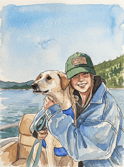 Custom Pet & Human Watercolor Portrait - Watercolor Art by PaintMySoul