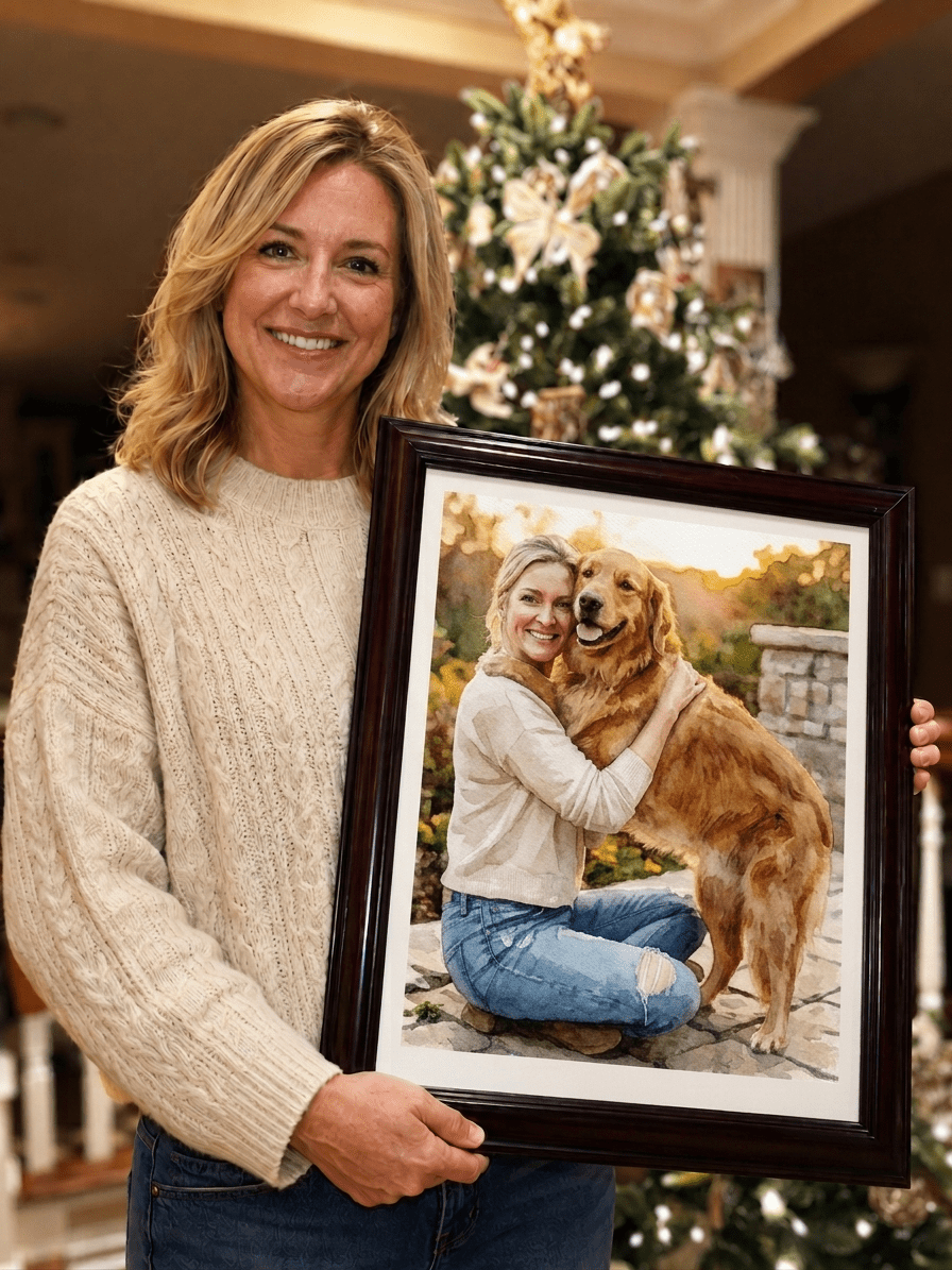 Custom Pet & Human Watercolor Portrait - Watercolor Art by PaintMySoul