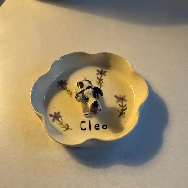 Custom Pet Jewelry Dish - Watercolor Art by PaintMySoul