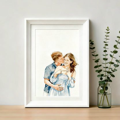 Custom Watercolor Couple Portrait - PaintMySoul