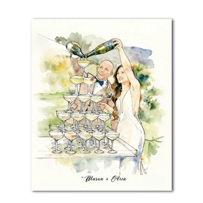 Custom Watercolor Couple Portrait - PaintMySoul