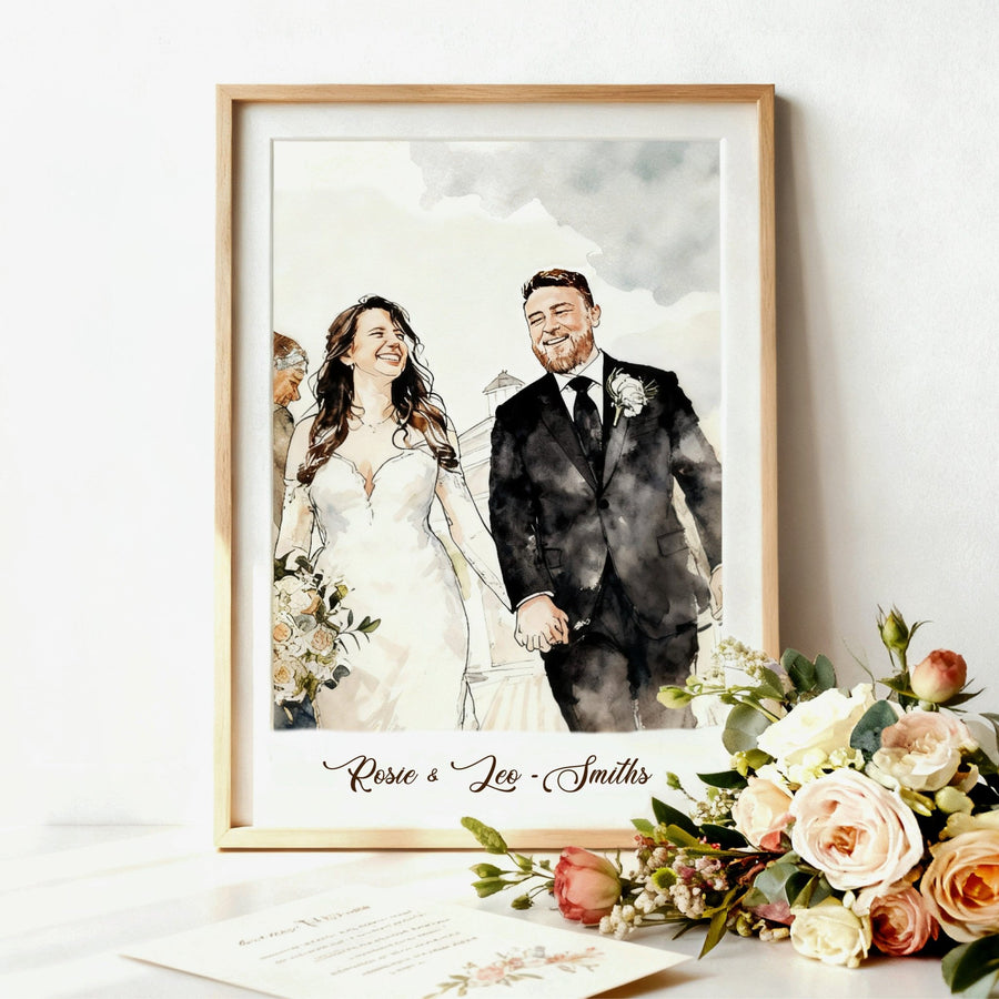 Custom Watercolor Couple Portrait - PaintMySoul