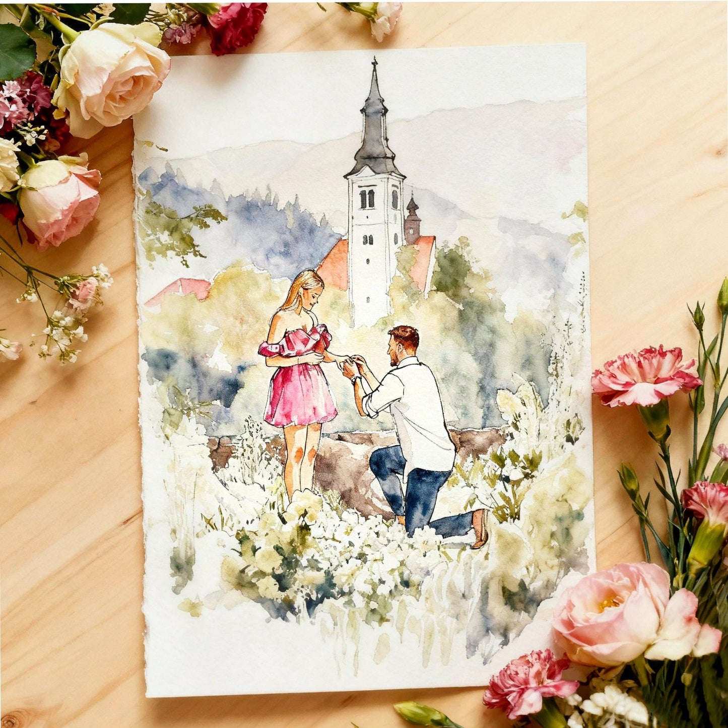 Custom Watercolor Couple Portrait - PaintMySoul