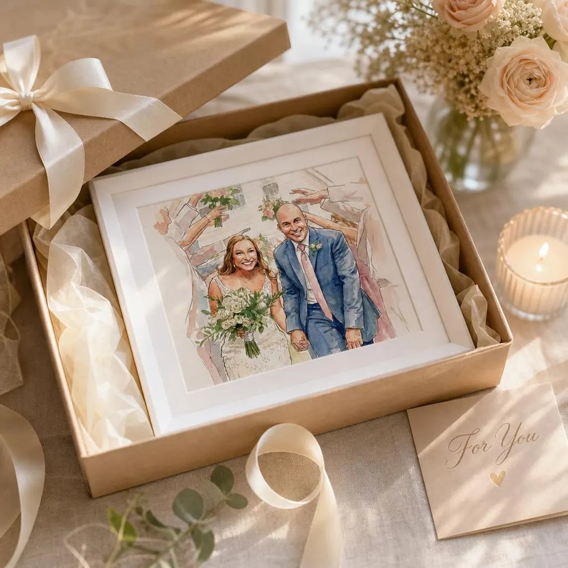 Custom Watercolor Couple Portrait - Watercolor Art by PaintMySoul