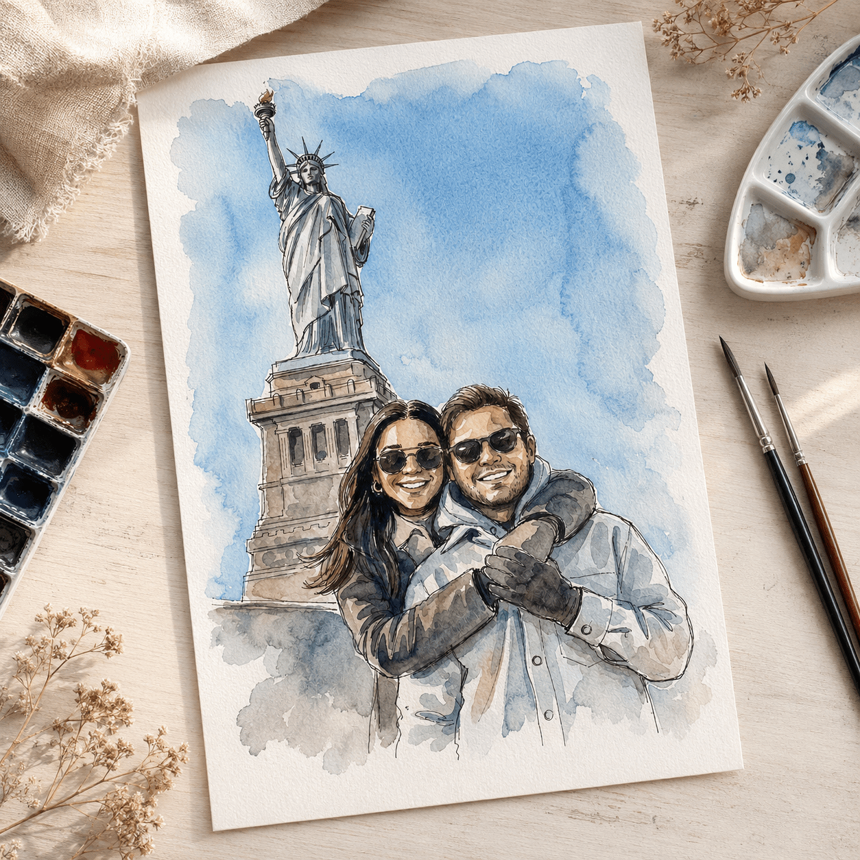 Custom Watercolor Couple Portrait - Watercolor Art by PaintMySoul