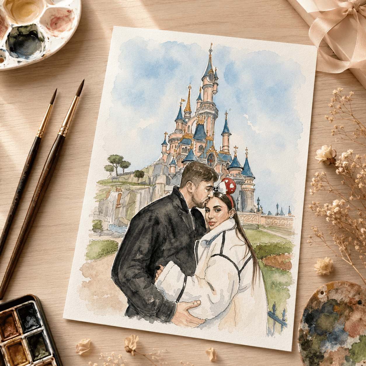 Custom Watercolor Couple Portrait - Watercolor Art by PaintMySoul