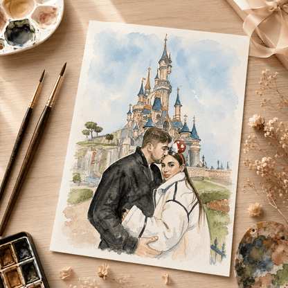 Custom Watercolor Couple Portrait - Watercolor Art by PaintMySoul