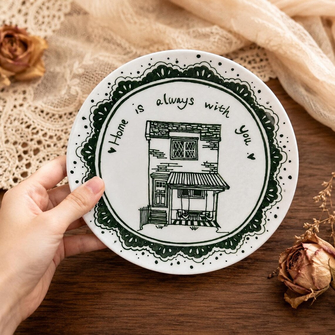 Custom Hand-Painted House Portrait Plate