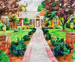 Custom Hand-Painted Home & Family Watercolor Portrait