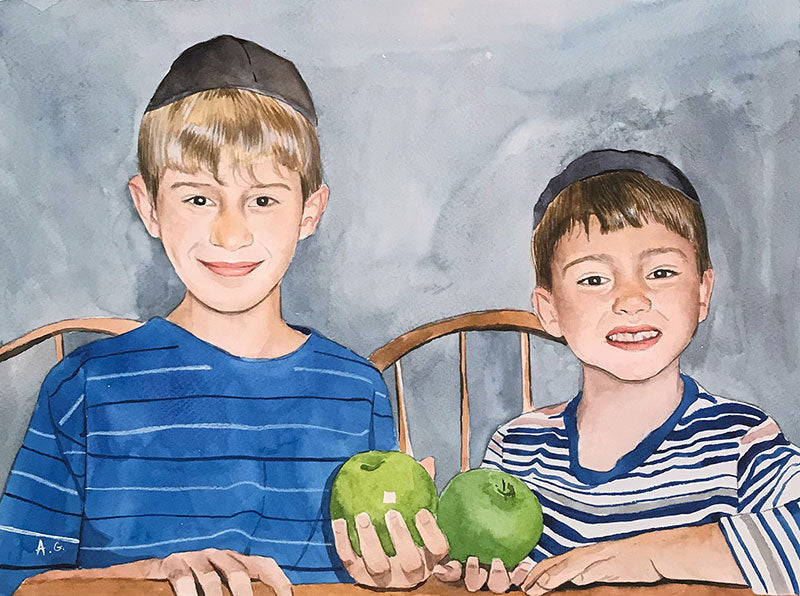 Child watercolor keepsake portrait