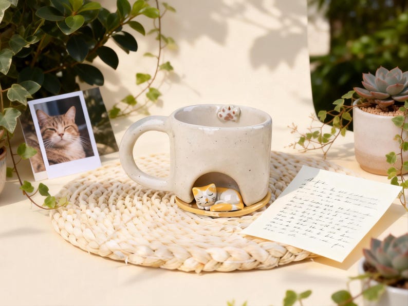 Handmade Ceramic Custom Pet Mug, Personalized Pet Mug from Photo, 3D Pet Figurine Mug - Watercolor Art by PaintMySoul