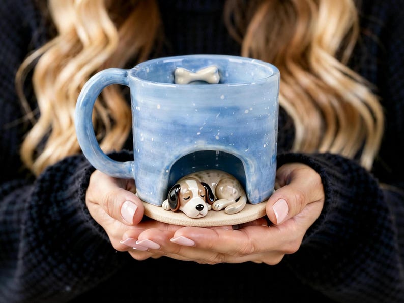 Handmade Ceramic Custom Pet Mug, Personalized Pet Mug from Photo, 3D Pet Figurine Mug - Watercolor Art by PaintMySoul