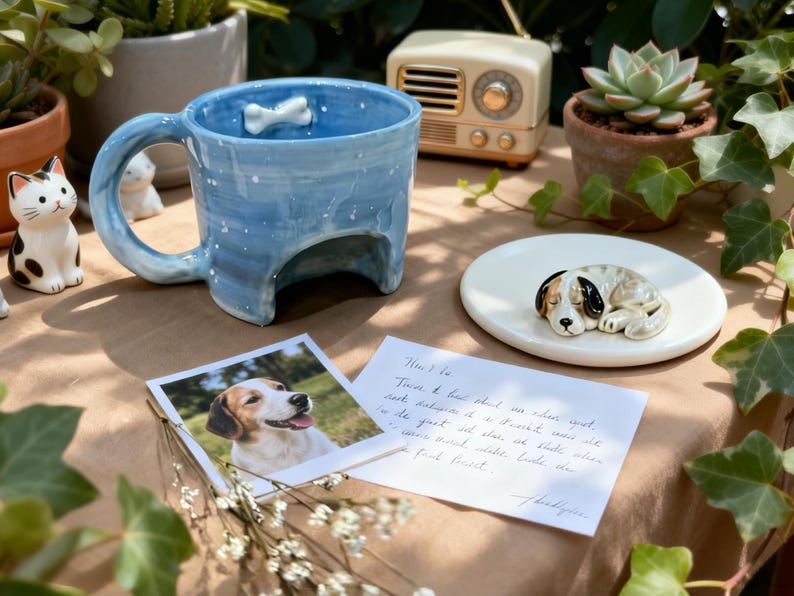Handmade Ceramic Custom Pet Mug, Personalized Pet Mug from Photo, 3D Pet Figurine Mug - Watercolor Art by PaintMySoul