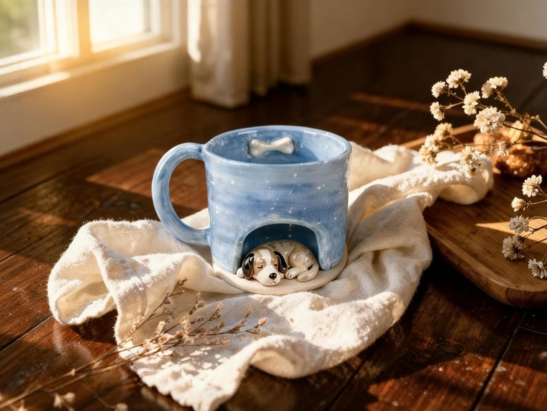Handmade Ceramic Custom Pet Mug, Personalized Pet Mug from Photo, 3D Pet Figurine Mug - Watercolor Art by PaintMySoul