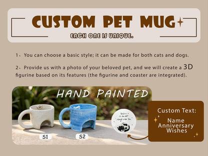 Handmade Ceramic Custom Pet Mug, Personalized Pet Mug from Photo, 3D Pet Figurine Mug - Watercolor Art by PaintMySoul