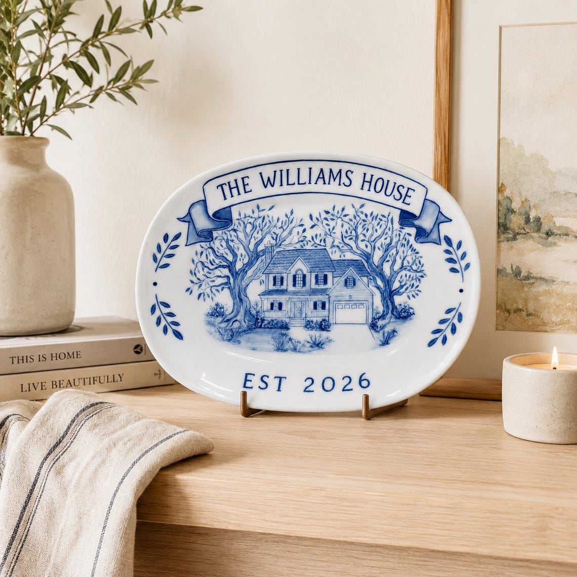 100% Hand Painted House Plate