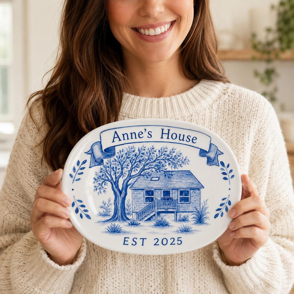 100% Hand Painted House Plate