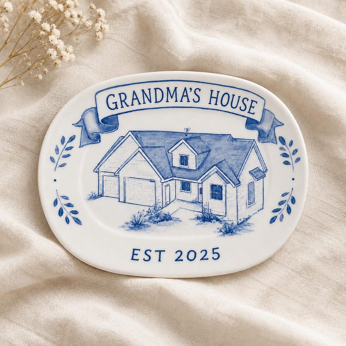 100% Hand Painted House Plate