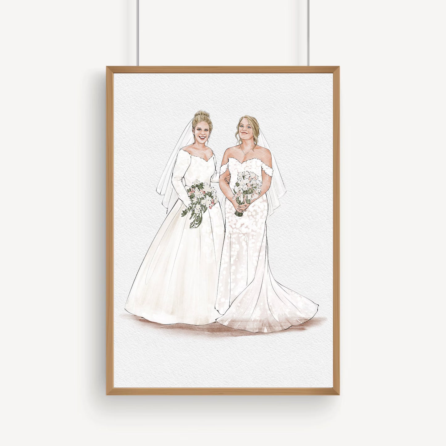 Custom Bride, Mother & Bridesmaid Watercolor Portrait