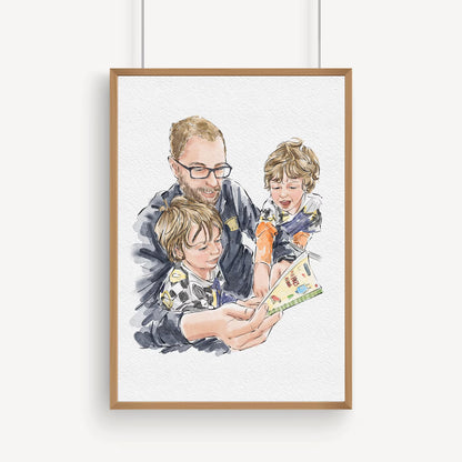 Custom Hand Painted Watercolor Portrait for Dad | Father’s Day Gift