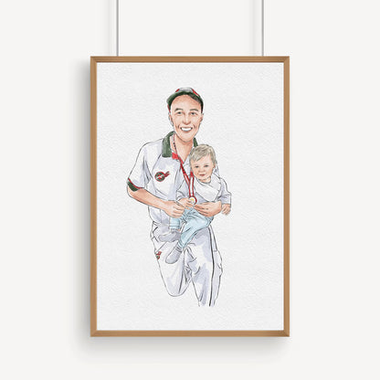 Custom Hand Painted Watercolor Portrait for Dad | Father’s Day Gift