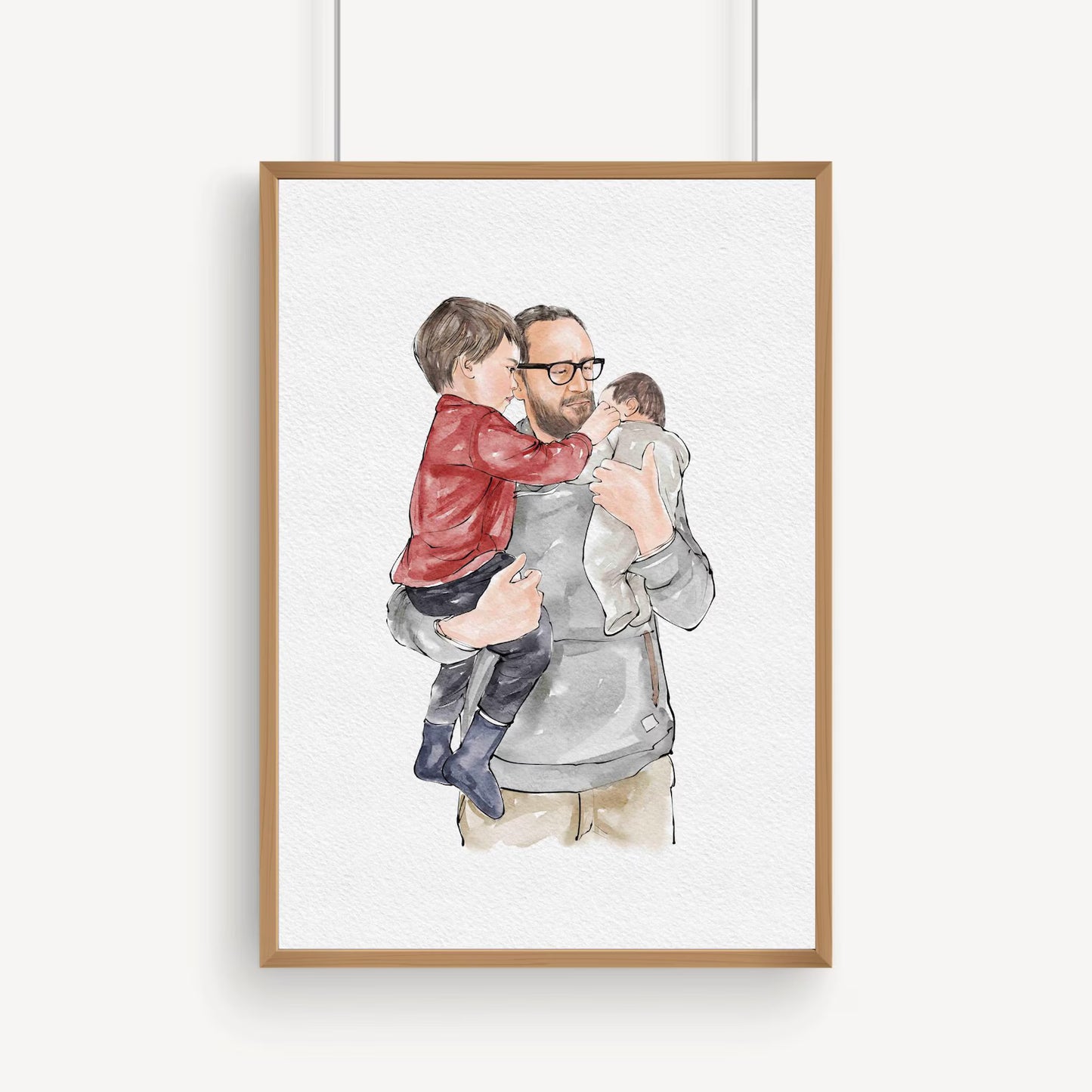 Custom Hand Painted Watercolor Portrait for Dad | Father’s Day Gift