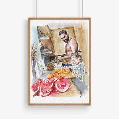 Custom Hand Painted Watercolor Portrait for Dad | Father’s Day Gift