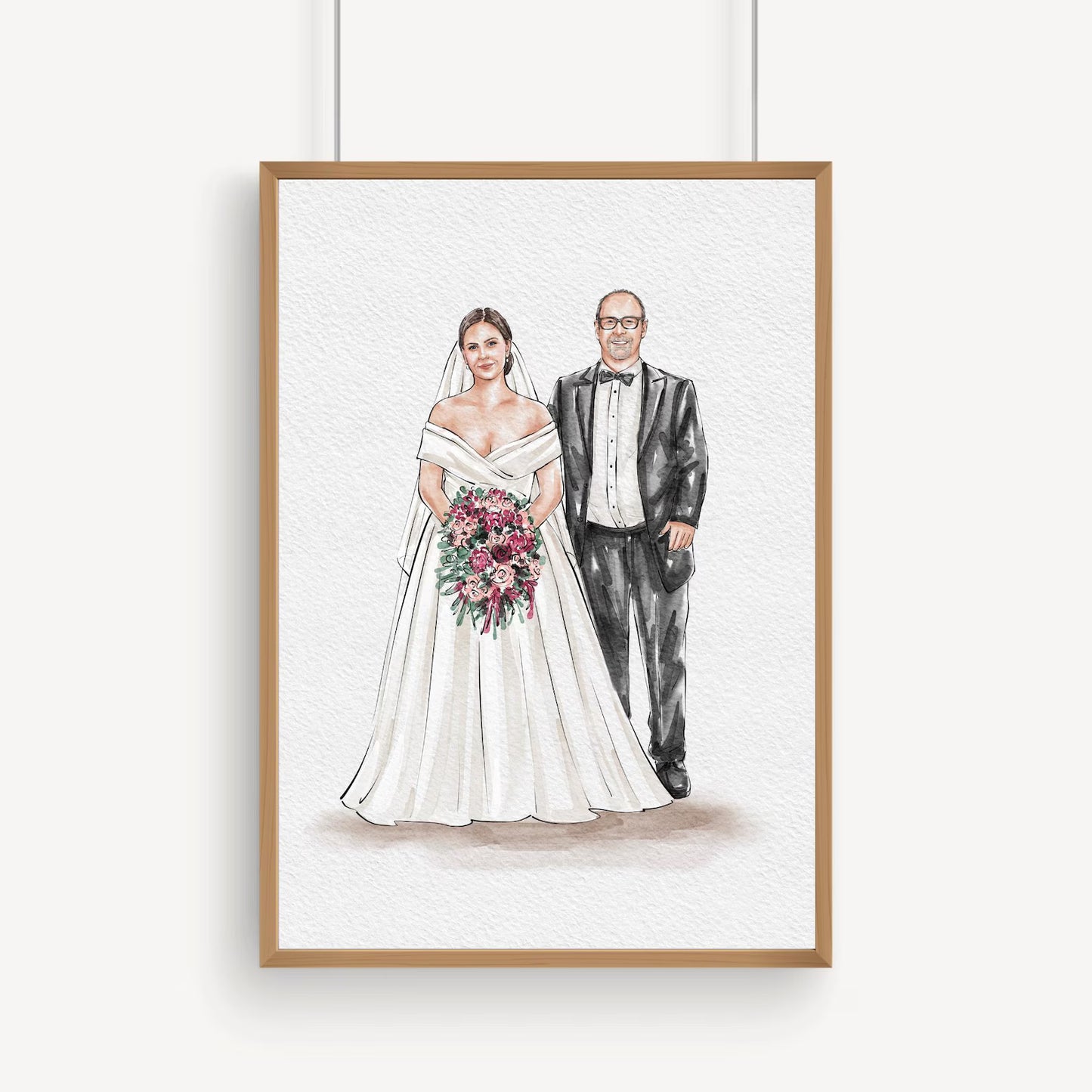 Custom Bride, Mother & Bridesmaid Watercolor Portrait