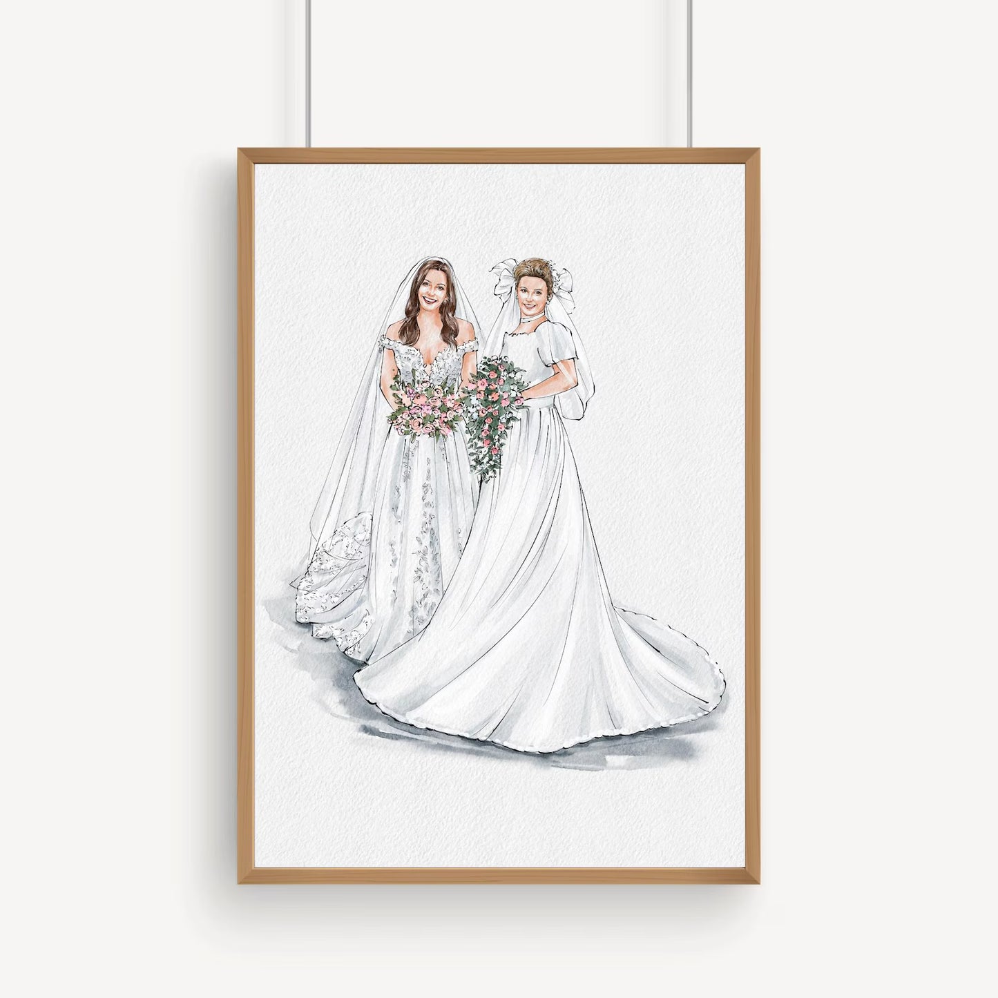 Custom Bride, Mother & Bridesmaid Watercolor Portrait