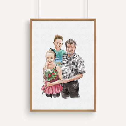Custom Hand Painted Watercolor Portrait for Dad | Father’s Day Gift