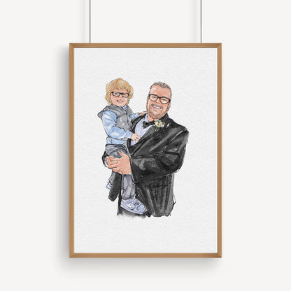 Custom Hand Painted Watercolor Portrait for Dad | Father’s Day Gift