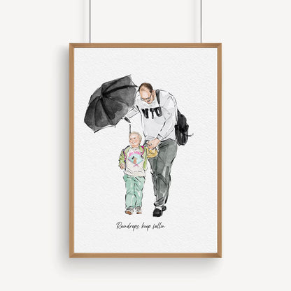 Custom Hand Painted Watercolor Portrait for Dad | Father’s Day Gift