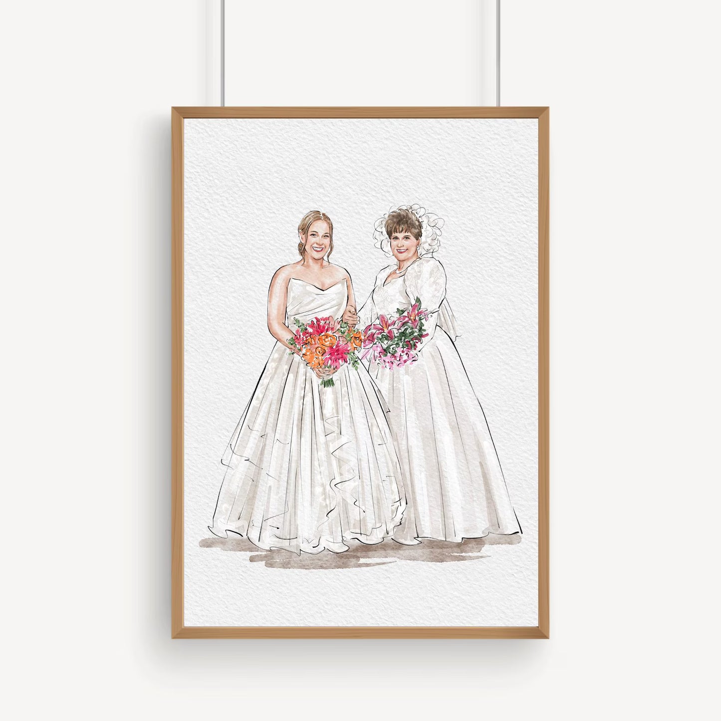 Custom Bride, Mother & Bridesmaid Watercolor Portrait