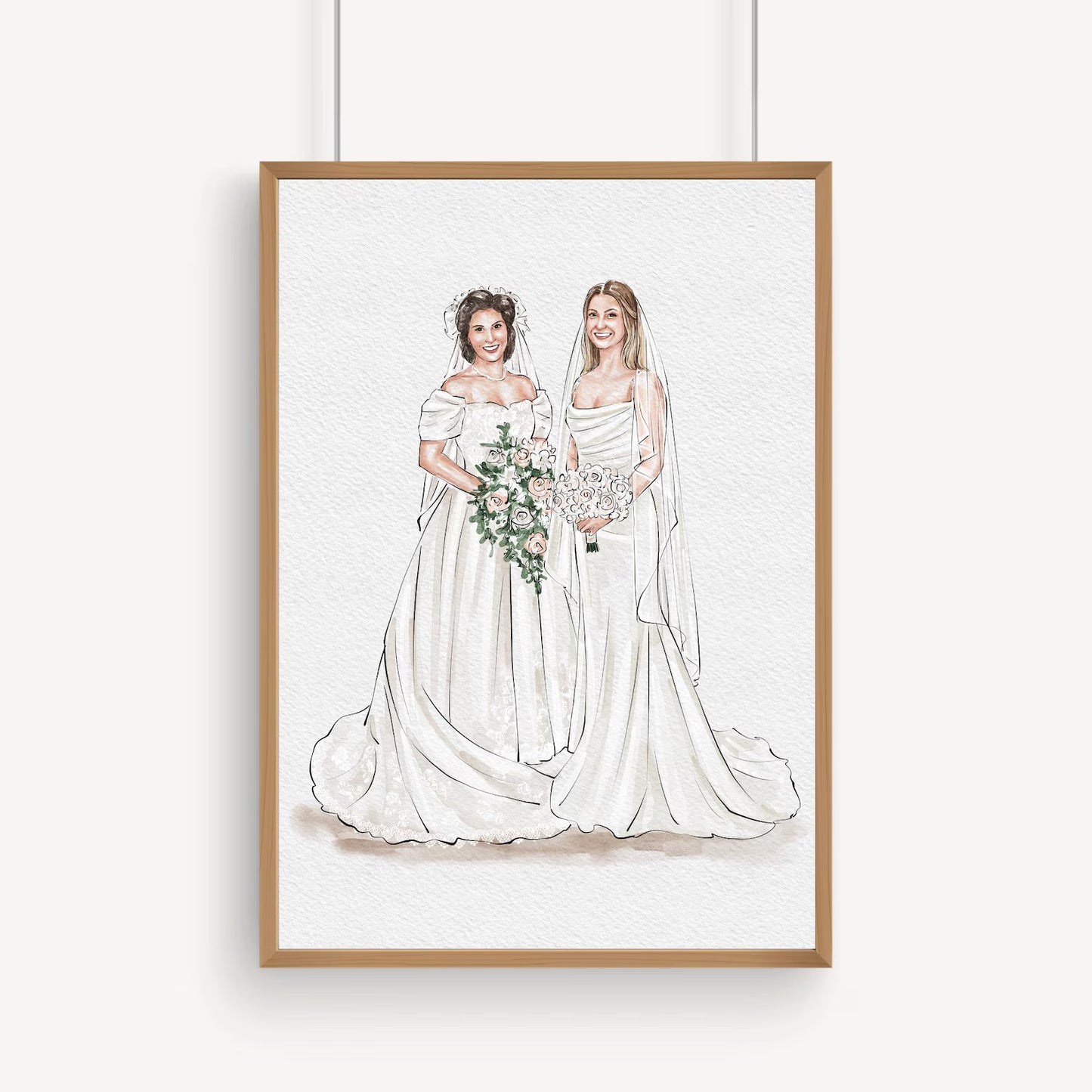 Custom Bride, Mother & Bridesmaid Watercolor Portrait