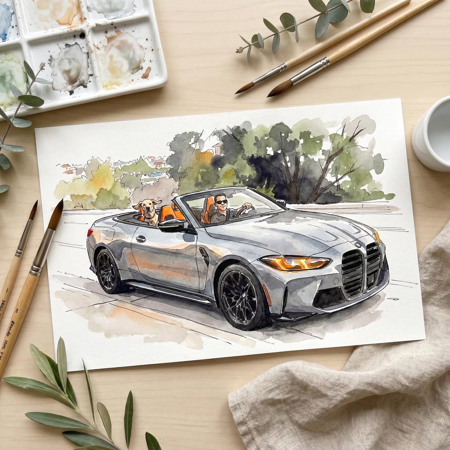 Custom Car Watercolor Portrait