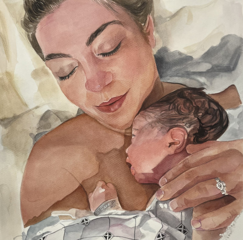 Custom Hand-Painted Memorial Watercolor Portrait