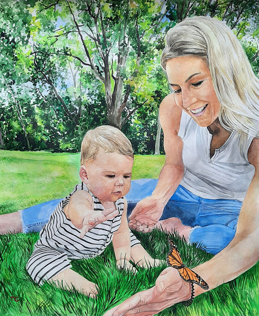 Custom Hand-Painted Memorial Watercolor Portrait